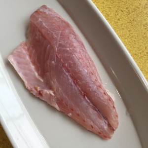 Yellowtail filet fresh from the market.